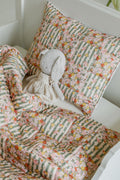 Cotton Quilted Patchwork Blanket + Pillow Set Small - Green Garden