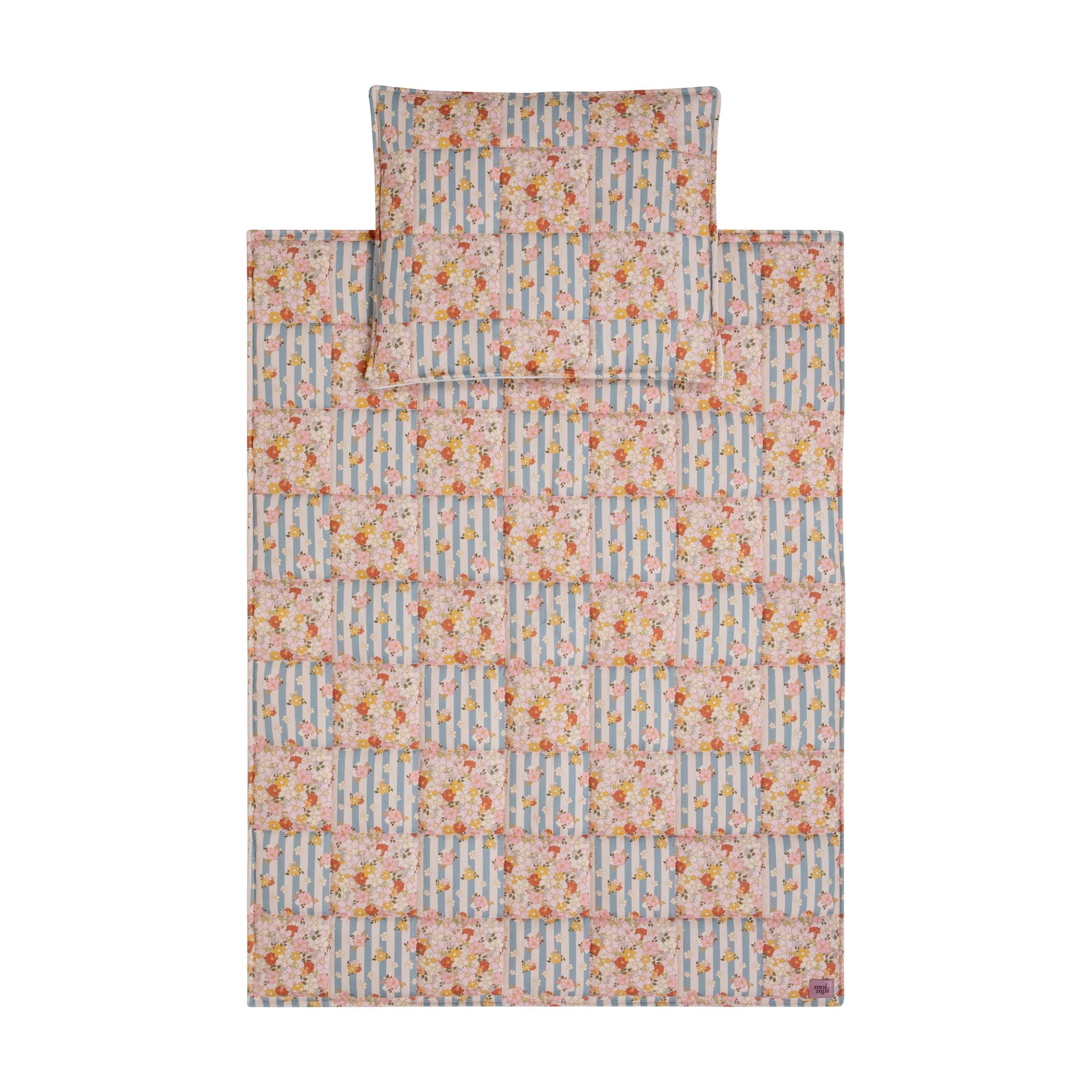 Cotton Quilted Patchwork Blanket + Pillow Set Small - Summer Garden