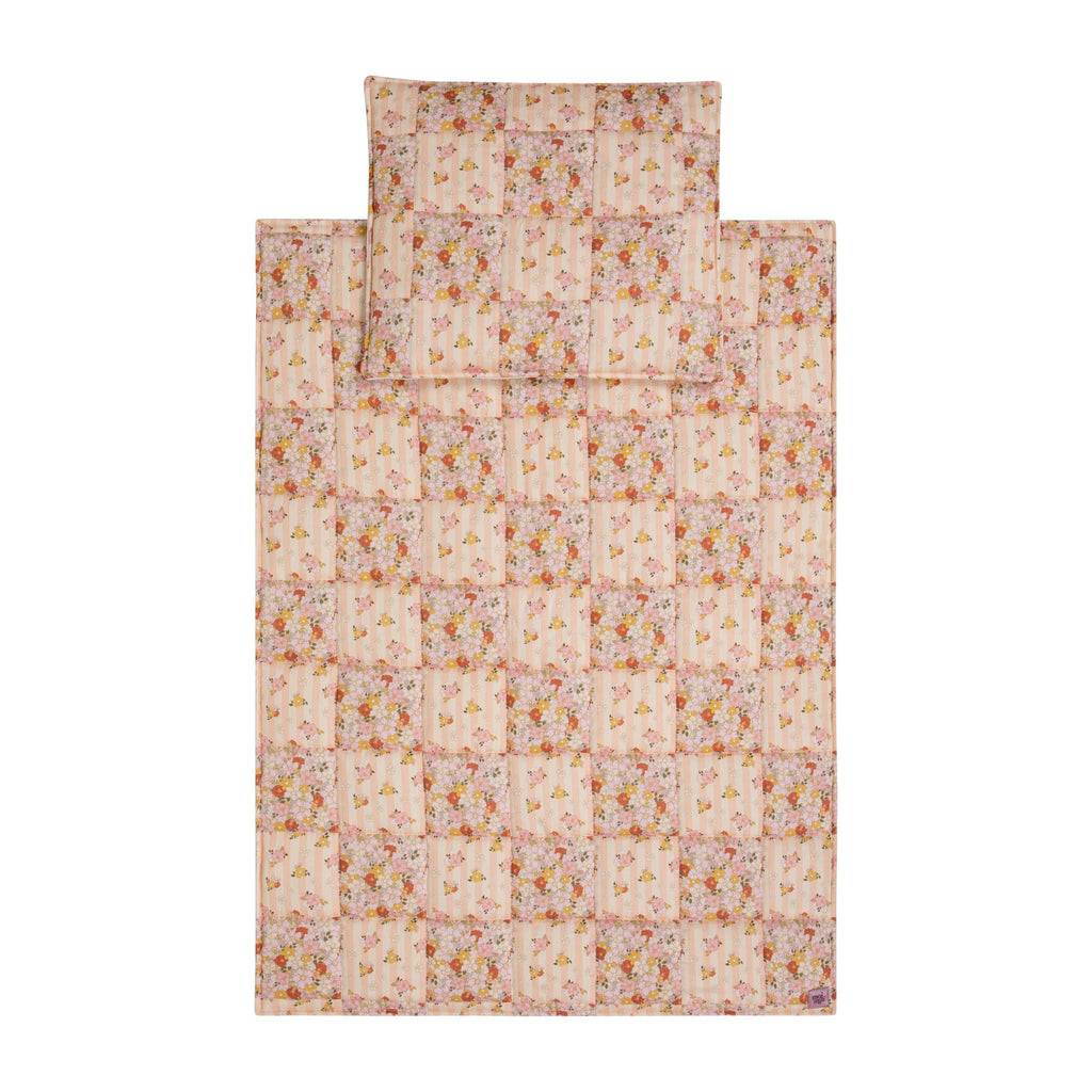 Cotton Quilted Patchwork Blanket + Pillow Set Small - Spring Garden