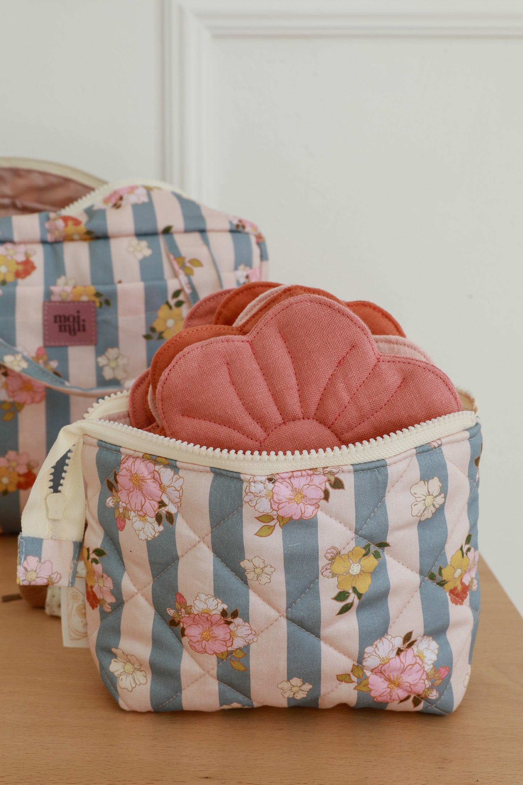 Make-Up Bag Set of 2 - Blue Stripes